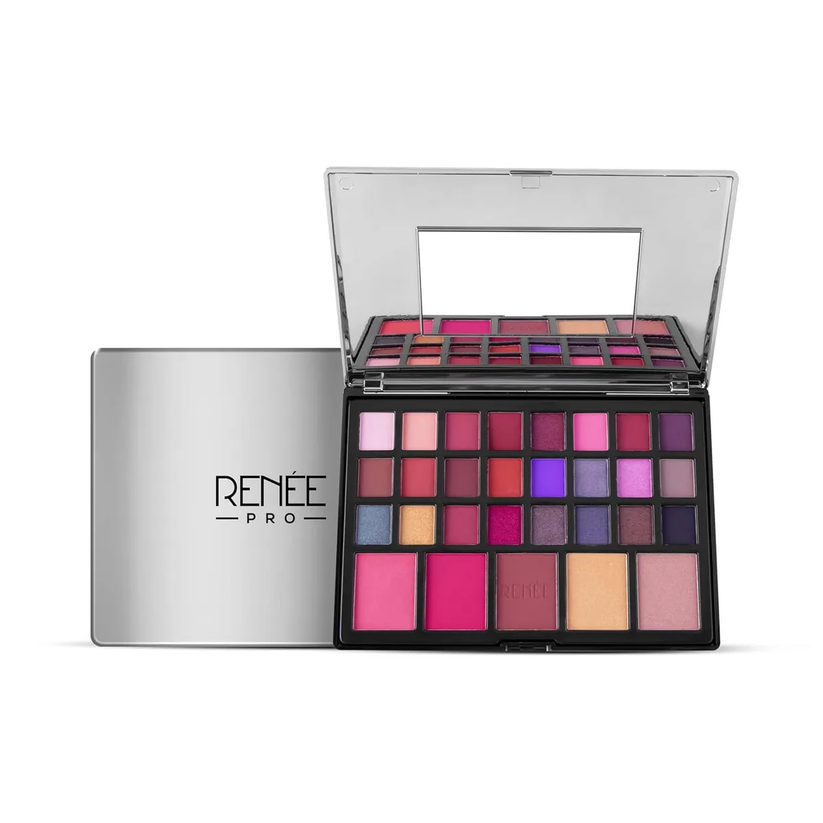 RENEE PRO Twilight Eyeshadow Palette 65 Gm - 24 Stunning Shades, Blushes, Bronzer & Highlighters - Smooth, Matte, Metallic & Shimmery Textures Makeup Finish Application - For Women, Cruelty-Free