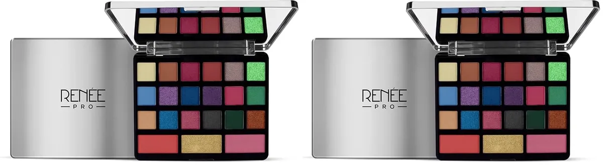 RENEE Pro Starlight Eyeshadow Professional Palette,21 Pan|2 Blush,1 Highlighter,18 Shimmey,Metallic&Matte Eyeshadows|Rich Color Payoff,One Storke Application|Non Creasing&Long Lastoing Formula,1Count