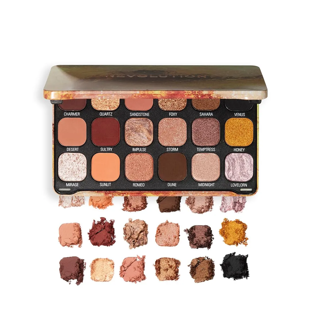 Makeup Revolution Forever Flawless Bronze Eyeshadow Palette | Highly Pigmented Matte & Shimmer Shades | Long Lasting Blendable Eye Makeup Palette | Party & Everyday Glam | Travel Friendly
