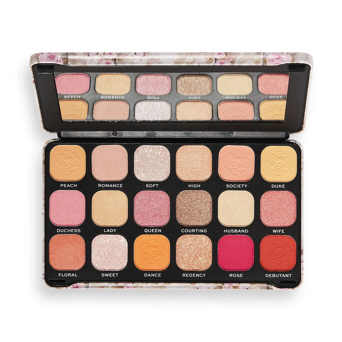 Makeup Revolution Eyeshadow Palette, Highly Pigmented includes 18 shades, Long wearing and Easily Blendable Eye with Shimmary & Matte finish Forever Flawless (Regal Romance)