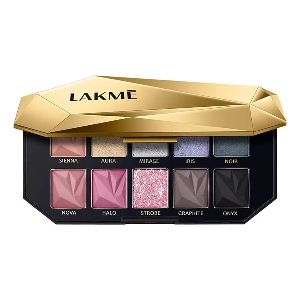Lakme Be-jewel Multichrome Eyeshadow Palette |10 Rich Shades | Velvety Mattes, Gleaming Shimmers, Marble Tones and High-Impact Foils | - Midnight Metals 12g