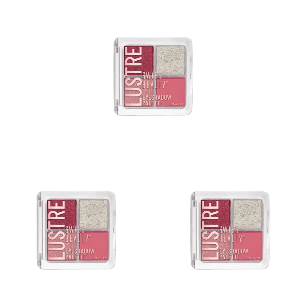 Swiss Beauty Lustre Eyeshadow Palette | 4 Highly Pigmented Shades in Matte & Shine |Long-Lasting | All Skin Types | Shade- Rose n Petals, 5gm (Pack of 3)