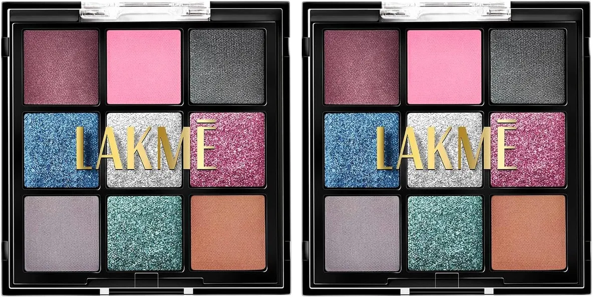 LAKME 9 in 1 Eyeshadow Palette, Shimmer & Smoke, 11.7g, for Glamorous Eye Makeup, with Blendable & Buildable Formula, Matte Shimmer and Metallic Finish, for Women (Pack of 2)