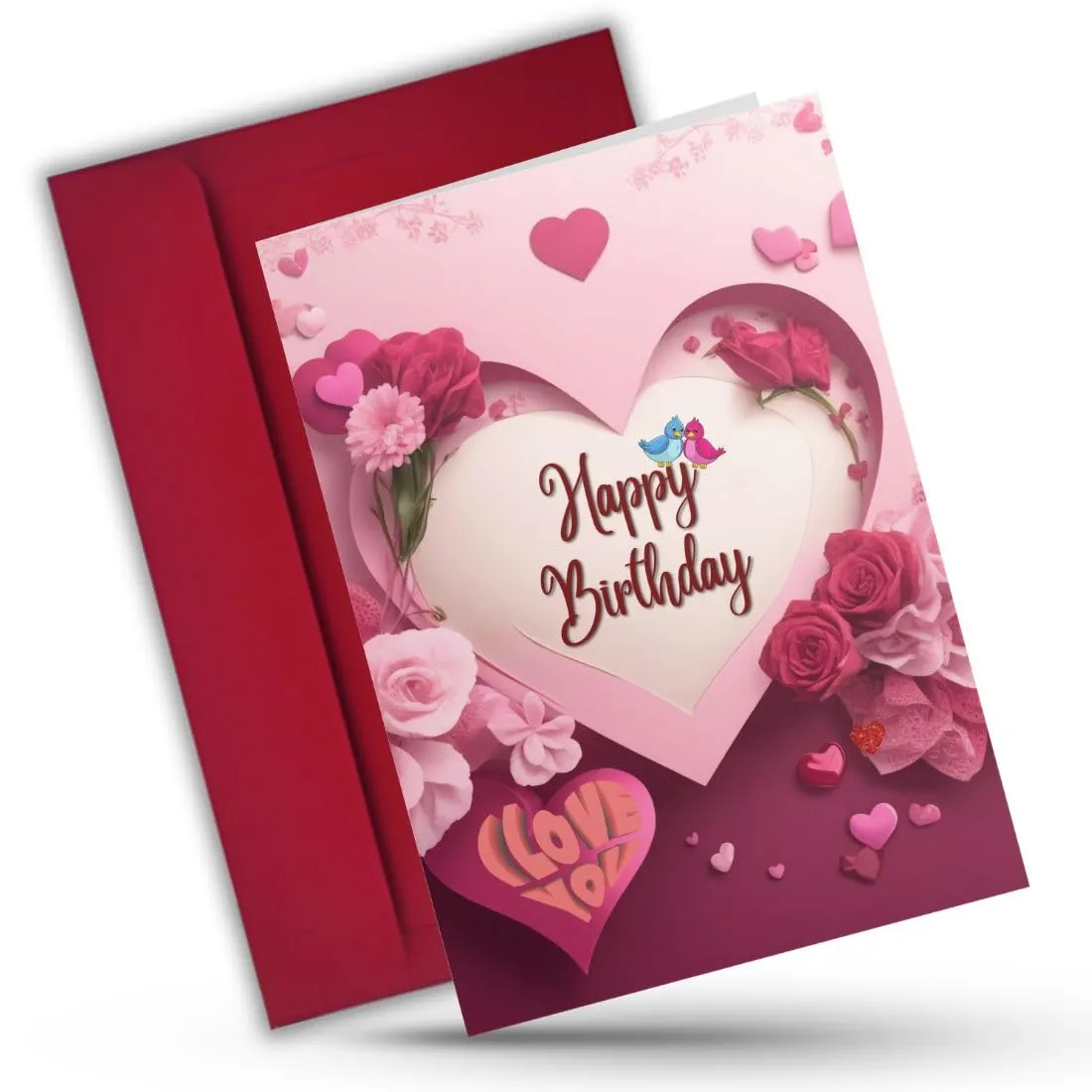 AanyaCentric A5 Size 5.8x8.3inch Birthday Romantic Greeting Card with Envelope Gift Suitable For Husband Wife Love Lover Girlfriend Boyfriend Express Your Love with Unique Design