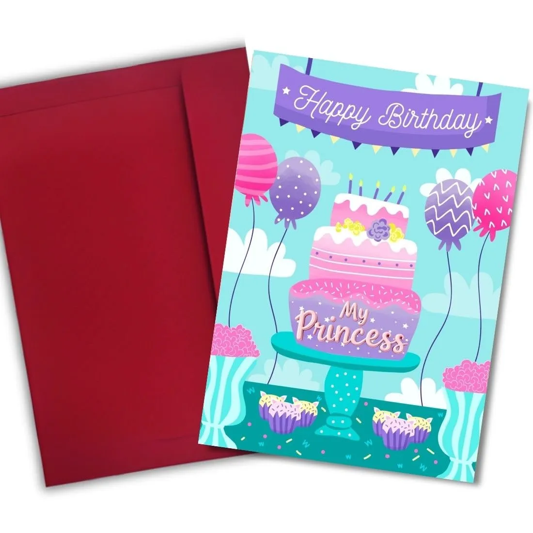 AanyaCentric Birthday Greeting Card for Daughter with Red Envelope, Printed Birthday Card | 5.8x8.3inch