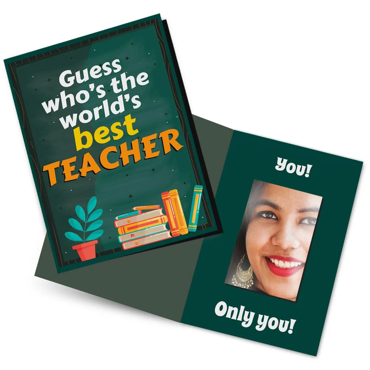 Best Teacher Greeting Card with Mirror Inside – Funny Thank You Appreciation Card for Teacher, Professor, Principal, Sir, Madam, Ma'am, Mentor, Tutor & Lecturer, Teacher's Day, Farewell, Graduation Gift