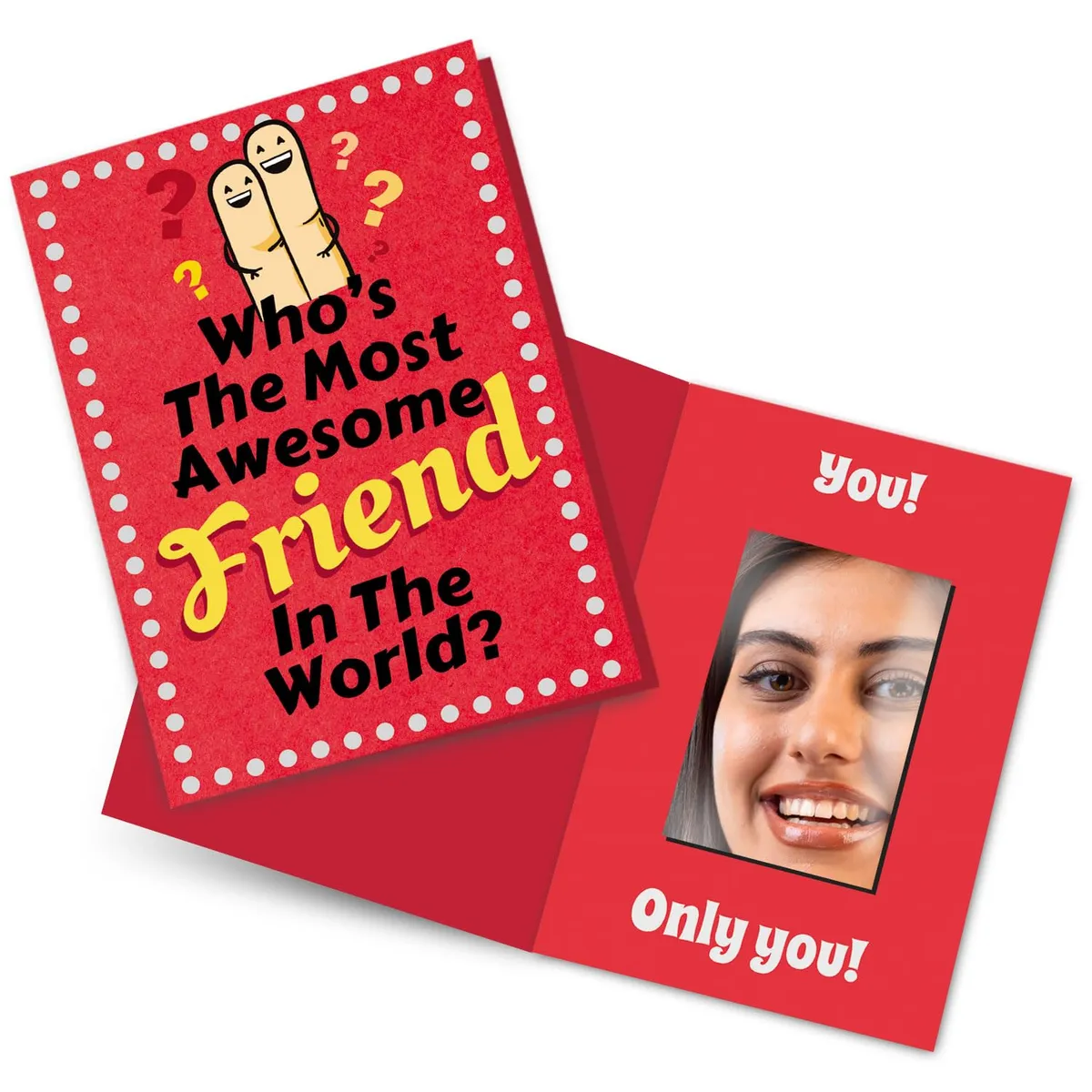 exciting Lives Most Awesome Friend Mirror Greeting Card - Funny Friendship Novelty Red Paper Card with Mirror Insert, for Best Friend, Bestie, BFF, Ideal Friendship Day, Thank You, Appreciation Gift
