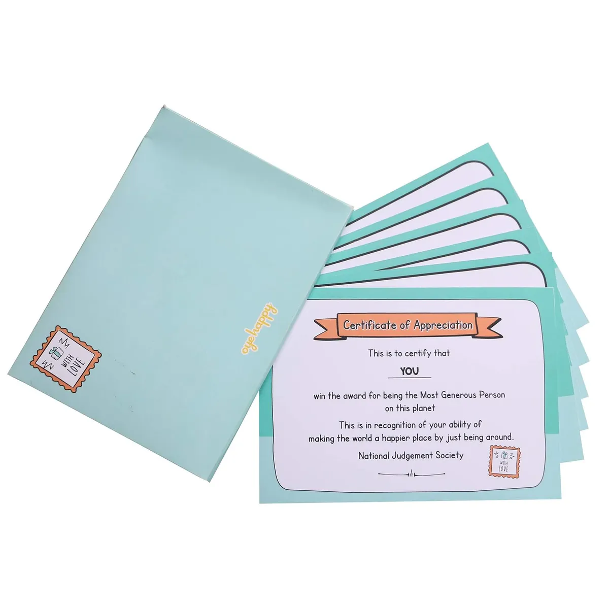 Oye Happy - Thank You Cards with Messages and Certificate - 6 Greeting Cards for Husband/Wife/Friends/Parents to Gift on Birthday or Any Occasion