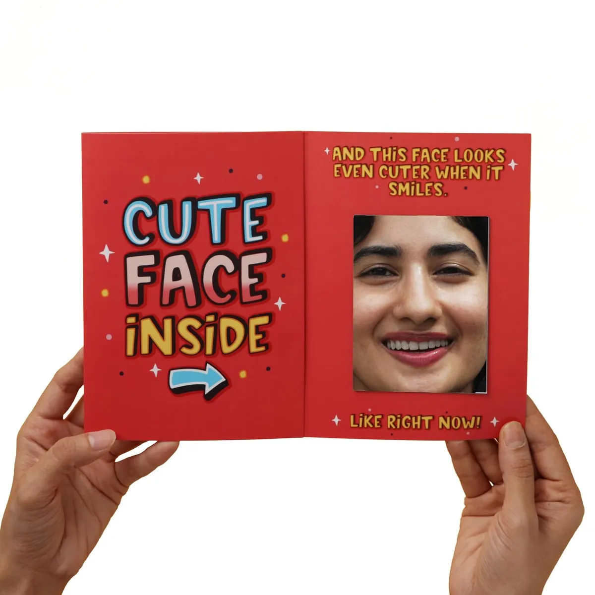 Oye Happy - Cute Person Mirror Card - Romantic Greeting Card for Friend, Girlfriend, Wife, Husband, Boyfriend, Couples, Fiance - Best Gift for Spouse - Funny Card for Birthday, Anniversary