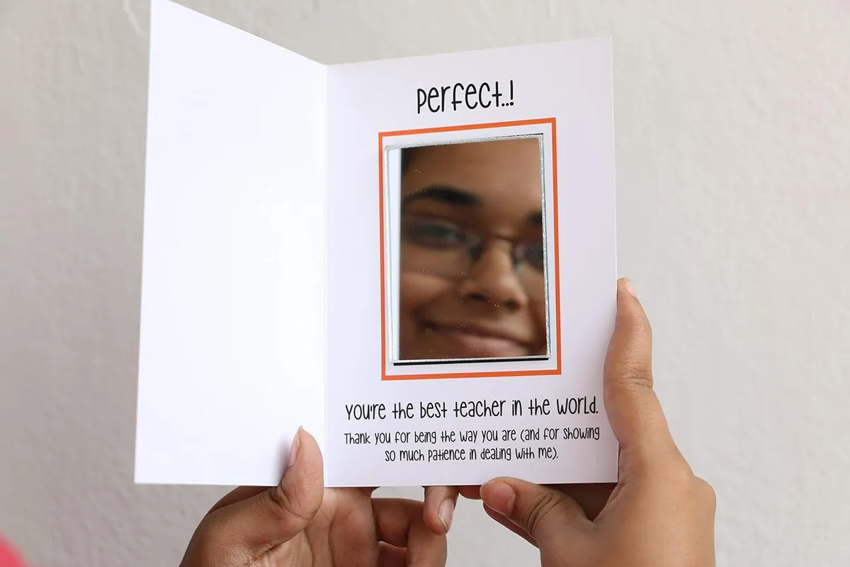 Oye Happy - Mirror Greeting Card with Cute Message Inside - Unique Gift for Ma'am/Teacher to Gift on Birthday/Teachers'day