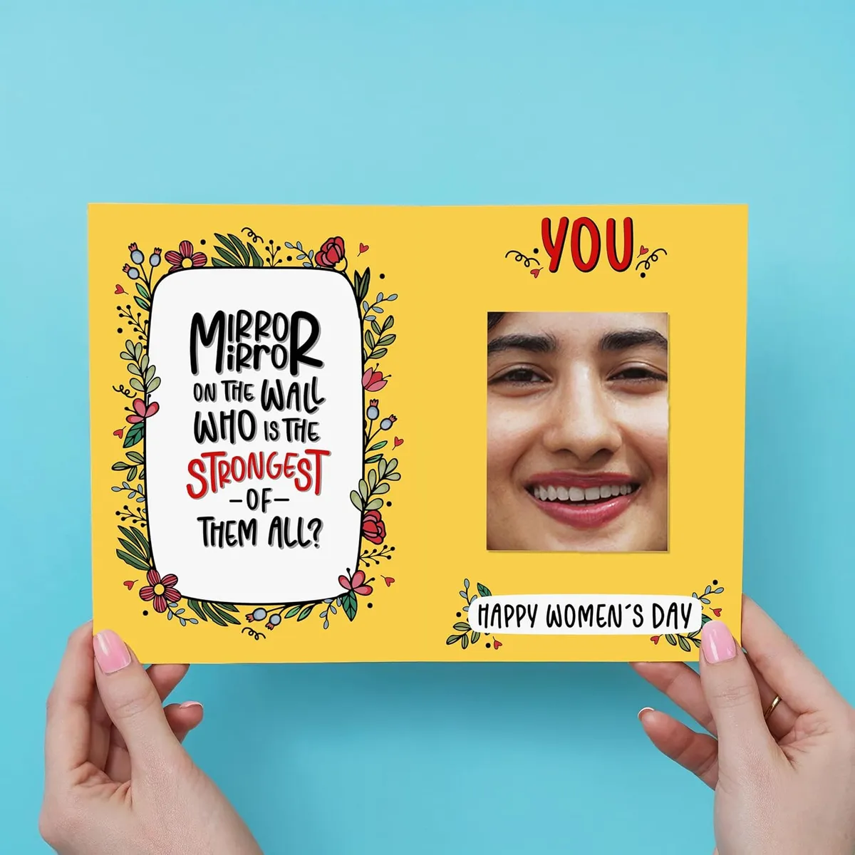 Oye Happy - Women’s Day Mirror Card – Unique Pop-Up Butterfly Greeting Card for International Women’s Day – Funny, Cute & Heartfelt Card for Wife, Mom, Sister, or Friend