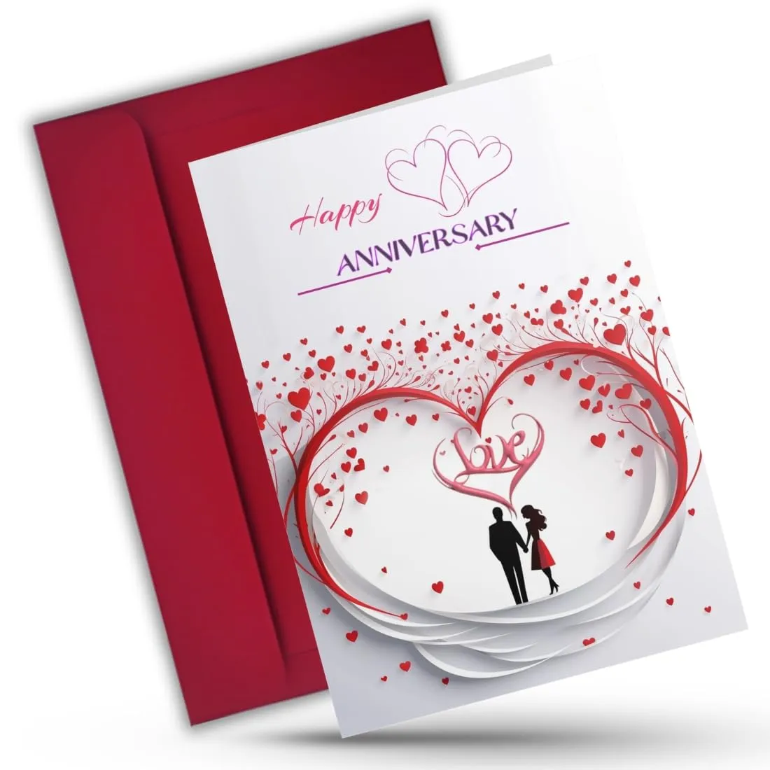 AanyaCentric Anniversary Printed Greeting Card with Red Envelope 9.5x13 inch Special Romantic Gift for Husband Wife Marriage Celebration Couple Greeting