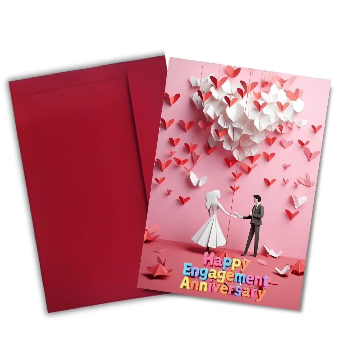 AanyaCentric Engagement Anniversary Card & Envelope | Printed Wishes Inside | Anniversary Greeting Card for Couple | 5.8x8.3inch