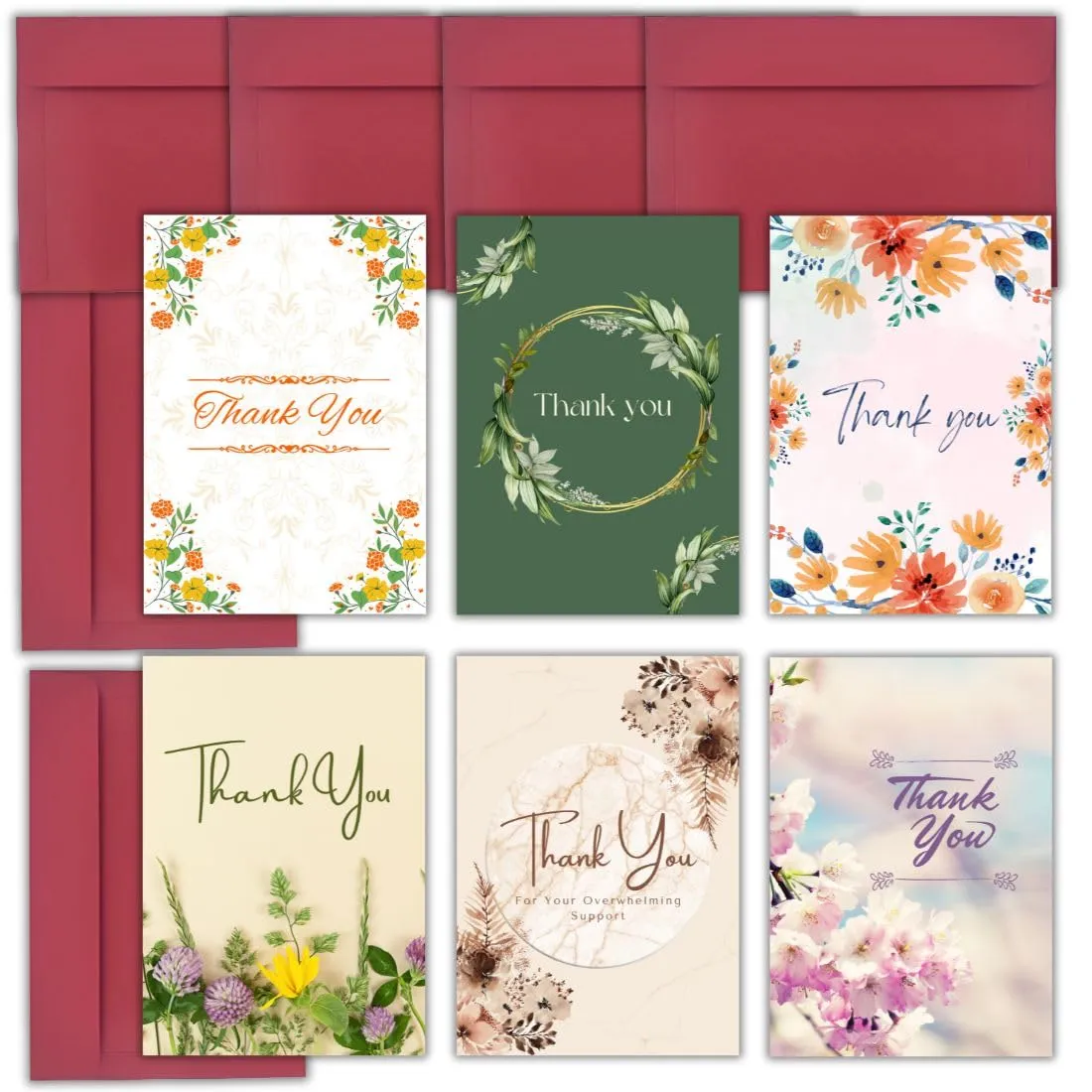 AanyaCentric Combo Pack Of 6 Thank You Mini Greeting Card - Blank Inside - A6 Size Postcard GIft for Husband Wife Lover Sister Brother Parents All Relations - Envelopes Included