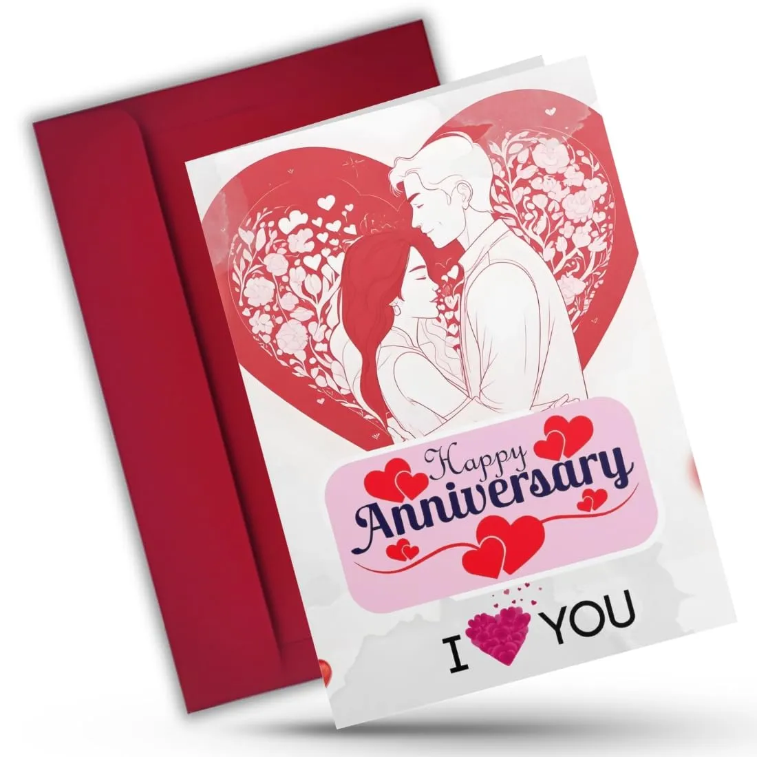 AanyaCentric Anniversary Printed Greeting Card with Envelope 5.8x8.3inch Special Romantic Gift for Husband Wife Marriage Celebration Couple Greeting