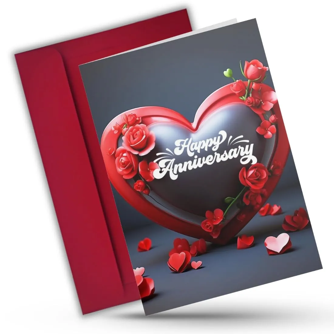 AanyaCentric Anniversary Printed Greeting Card & Red Envelope 5.8x8.3 inches Special Romantic Gift for Husband Wife Wedding Celebration Couple Greeting