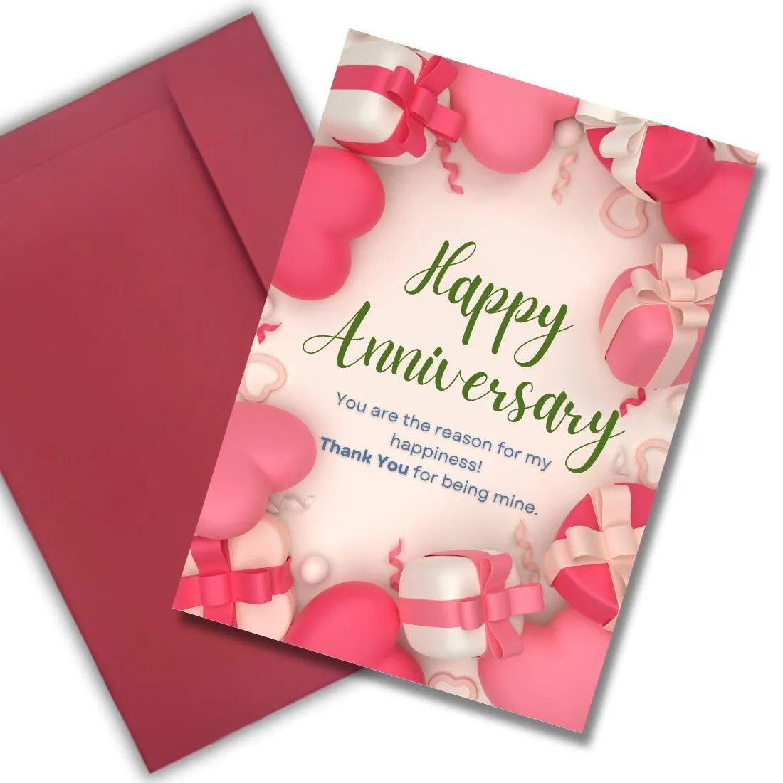 AanyaCentric Wedding Anniversary Gift - Printed Greeting Card A5 Size with Handmade Envelope - Perfect Marriage Anniversary Card for Husband or Wife - Love Greeting and Special Card - Type1