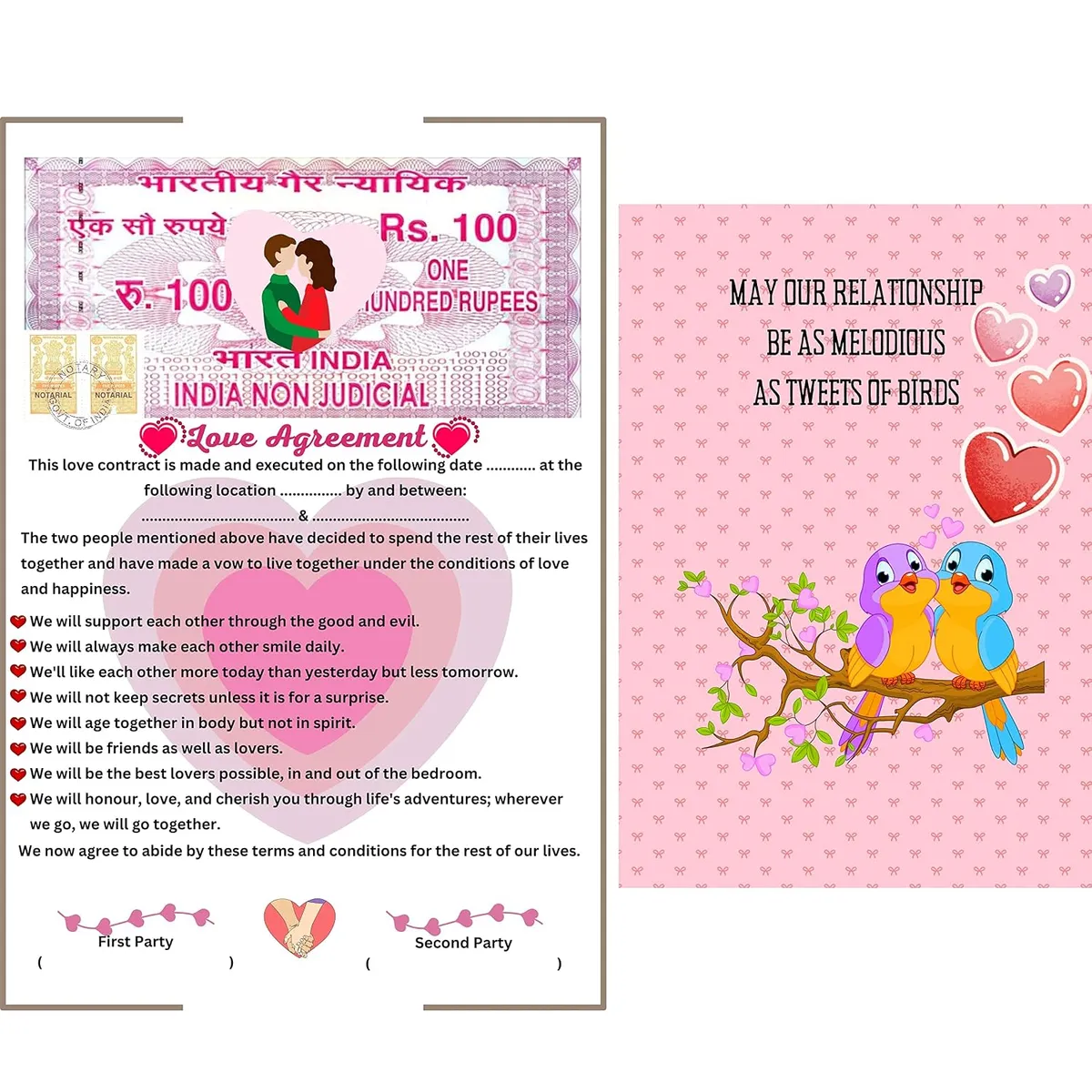 AanyaCentric Love Contract Agreement Lover Greeting Card (Love Contract & Greeting Combo)