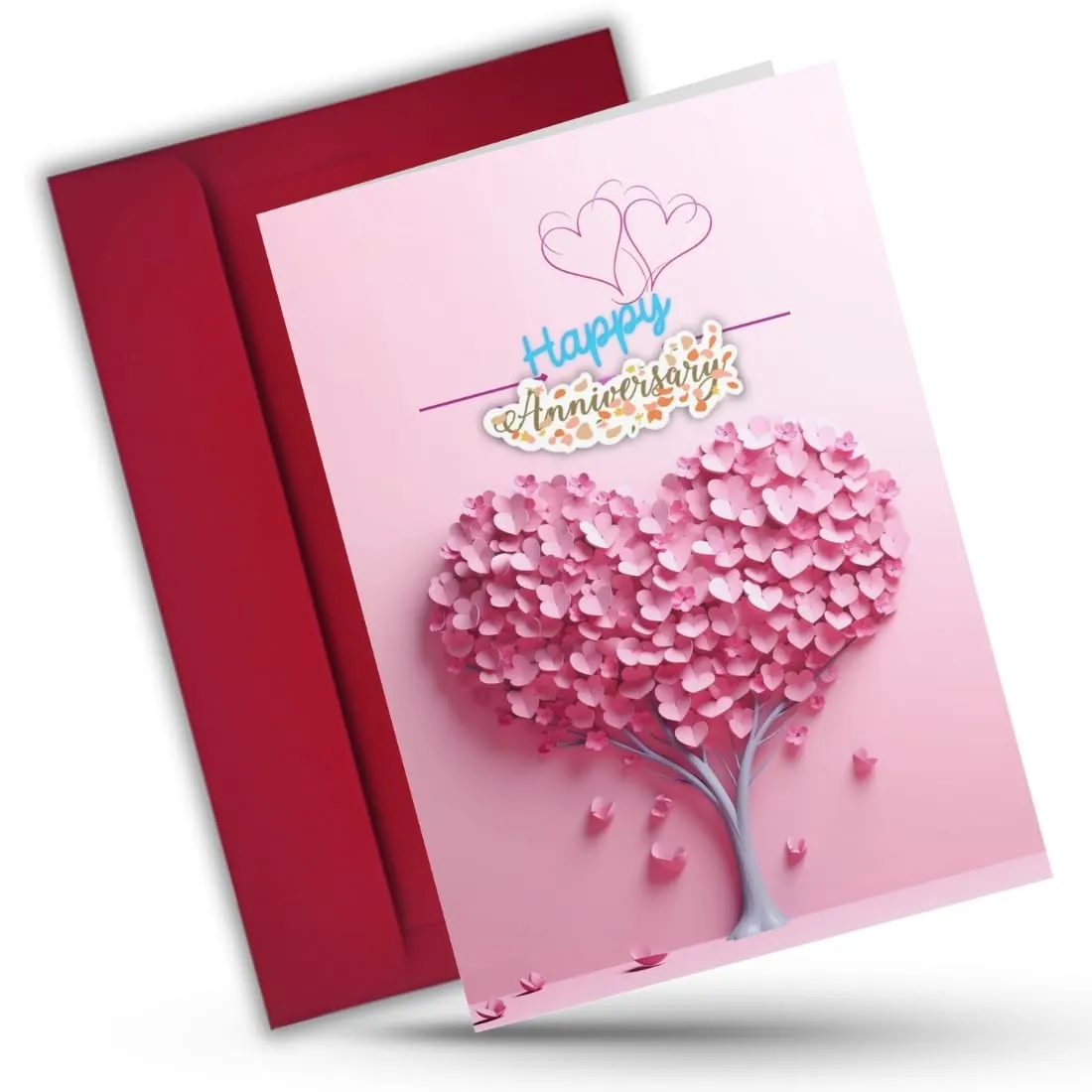 AanyaCentric Anniversary Printed Greeting Card with Red Envelope 5.8x8.3inch Special Romantic Gift for Husband Wife Marriage Celebration Couple Greeting