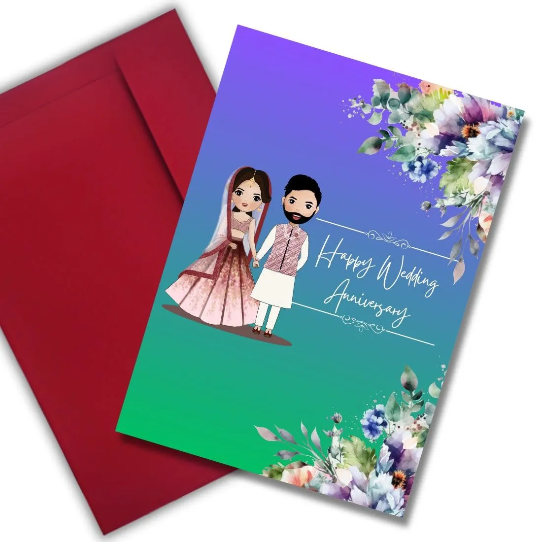 AanyaCentric Wedding Anniversary Card - Printed Greeting Card A5 Size with Handmade Envelope - Perfect Marriage Anniversary Gift For Couples - Suitable For All Relations