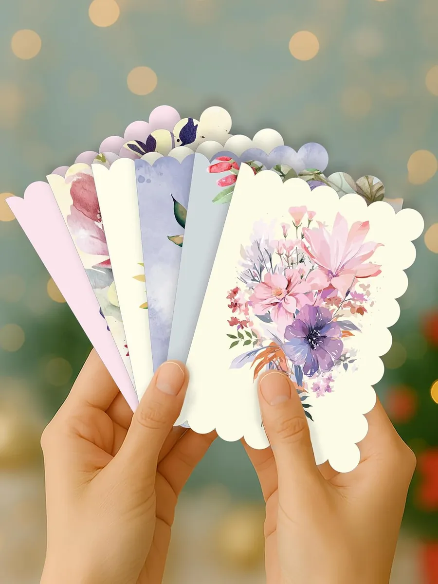 DOODLE Floral Blank Notecards with Envelopes – Set of 12 Mini Greeting Cards with 12 Envelopes | Thank You Notes, Gift Enclosures & All Occasion Cards
