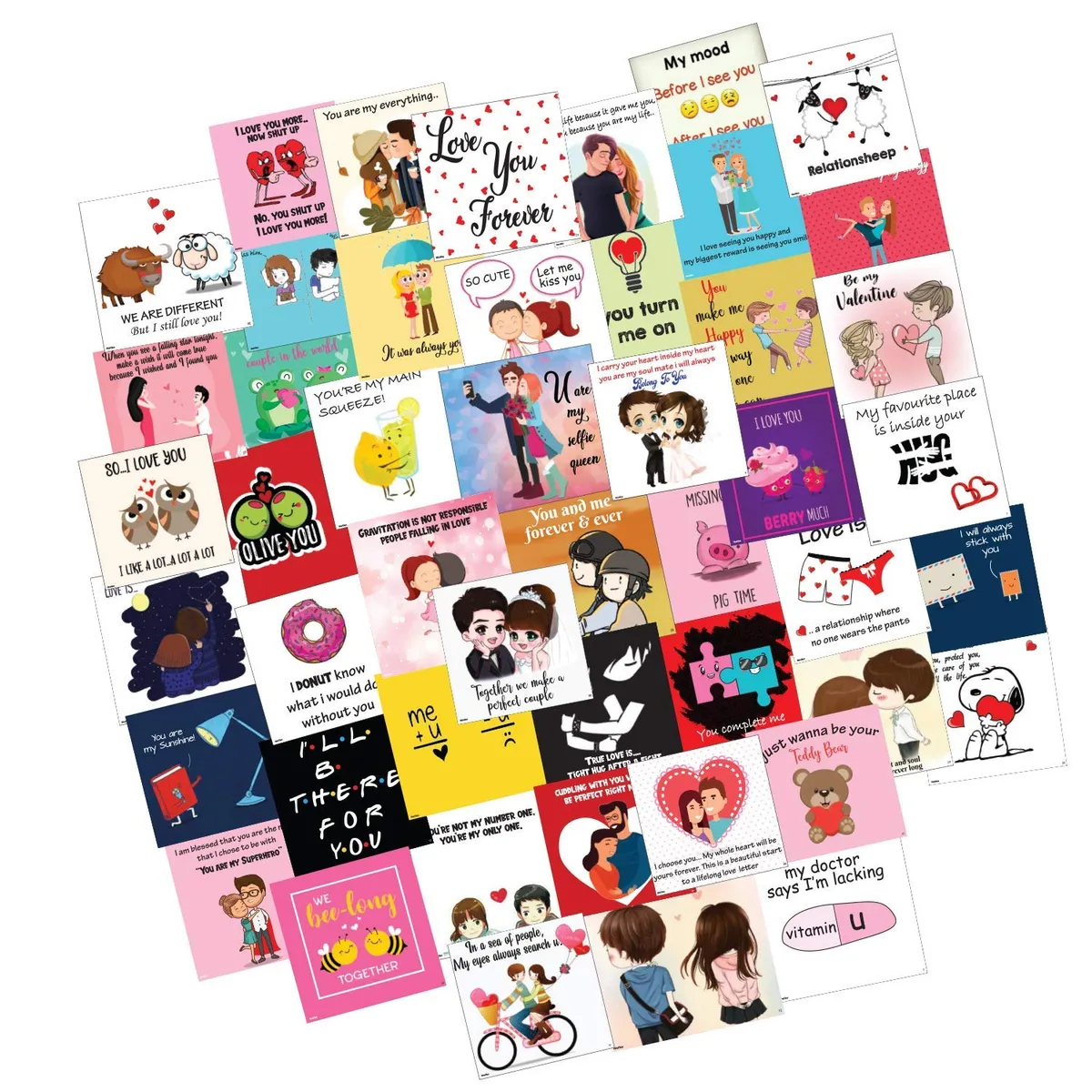 Festiko 48 Pieces Romantic Love Notes Greeting Cards for Valentine's Day, Express Love, Marriage Proposal, Wedding, Engagement, LoveStory Romantic Cards