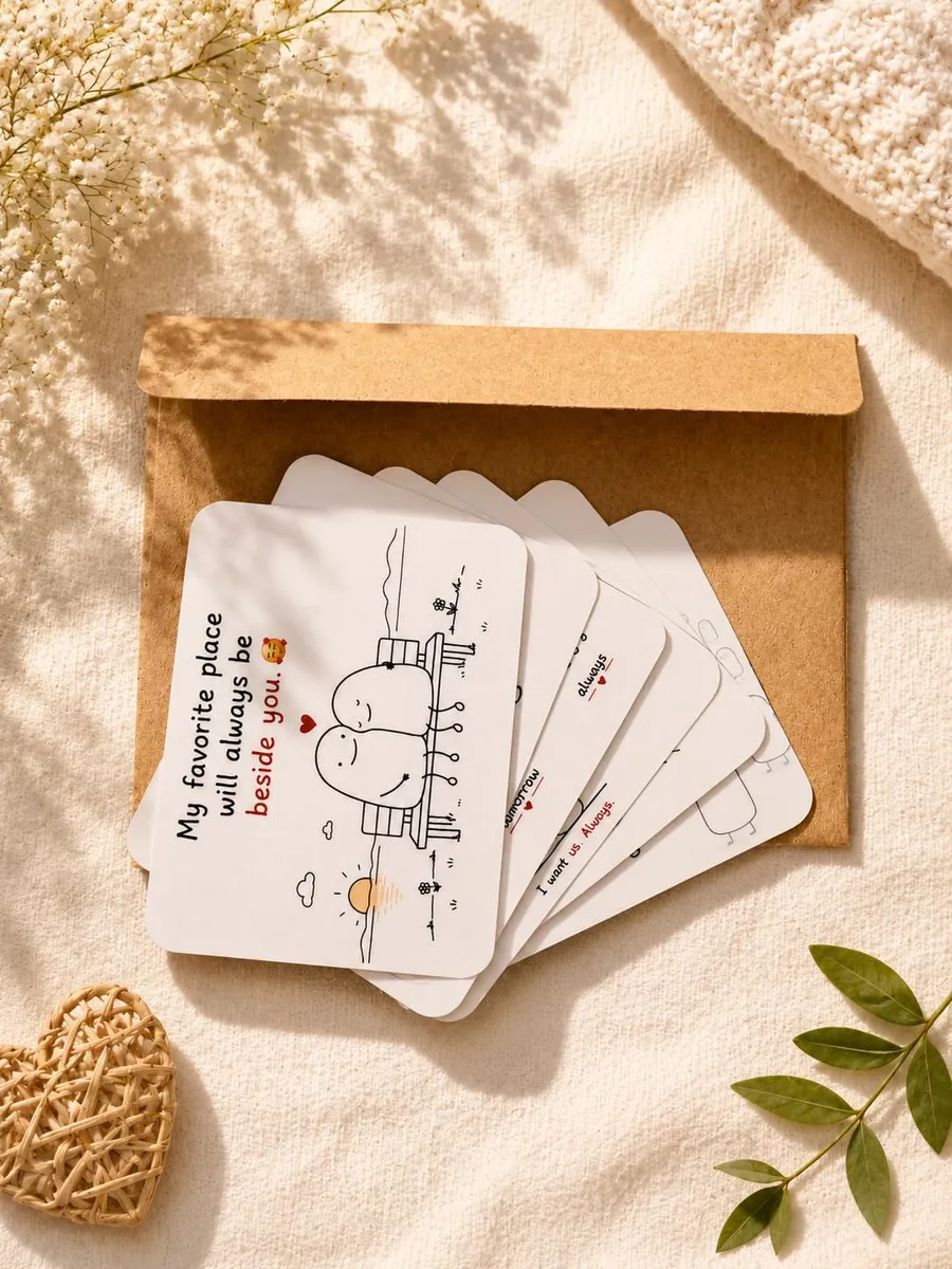 Romantic Love Greeting Cards Set of 6 with Envelope