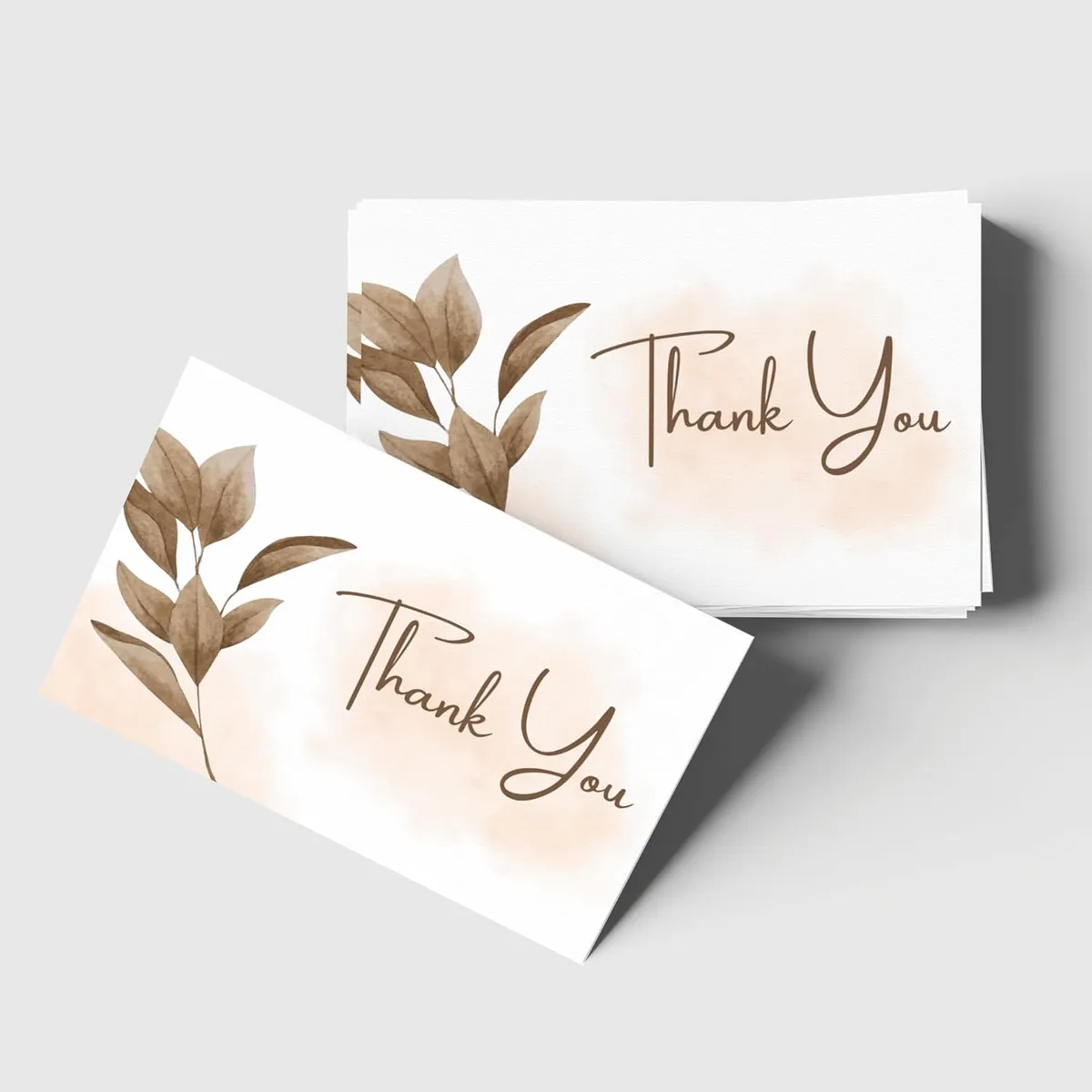 Thank You Cards with Watercolor Leaf Design | 3 x 2 Inch | 300 GSM | Greeting Cards for All Occasions(Pack of 100)