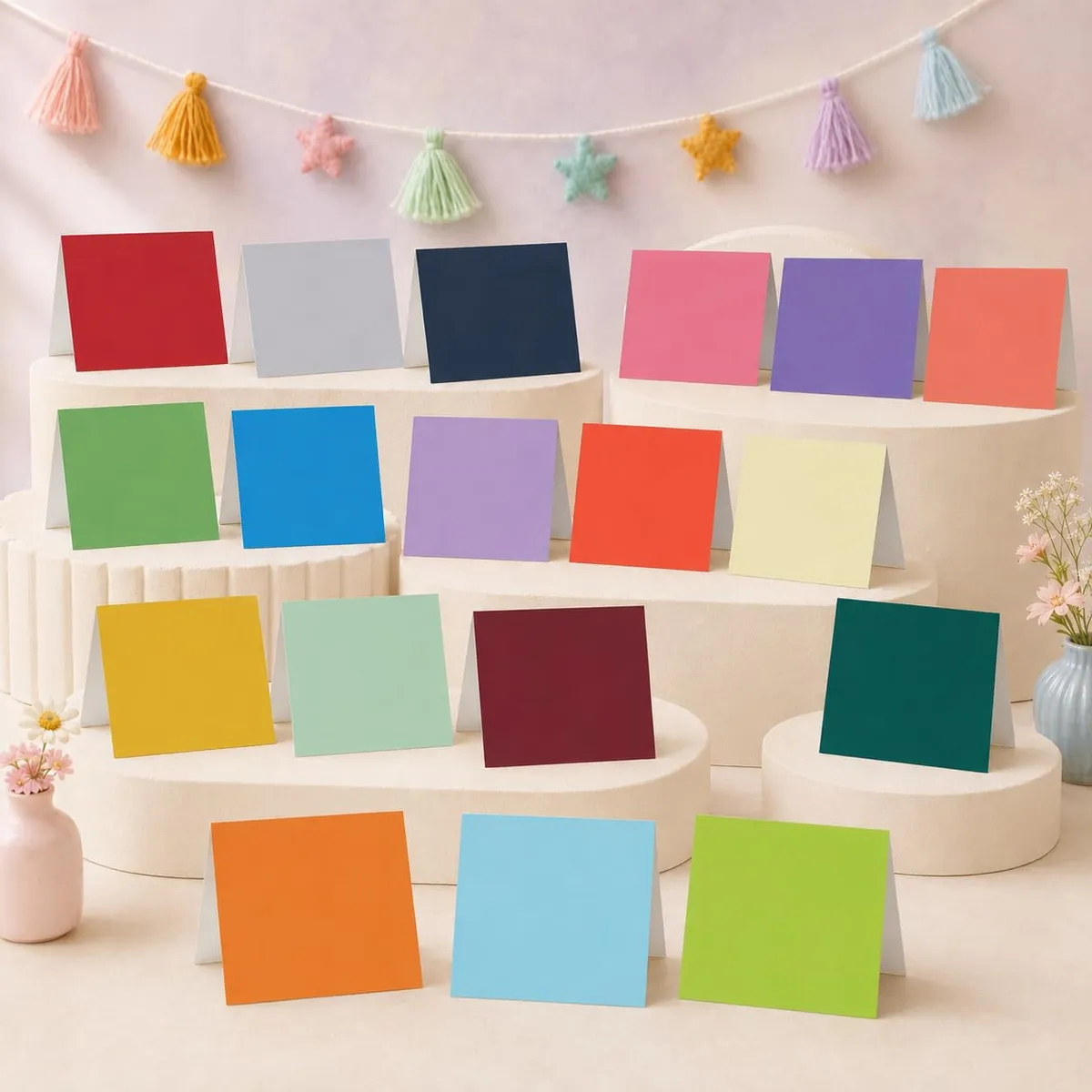 Mini 18 Solid Color Blank Cards with Envelopes All Occasion - 18 Colorful 3.9 x 2.9 Inch Blank Greeting Cards with White Envelopes, note cards