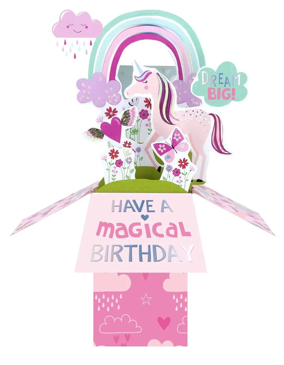 Itsy Bitsy Second Nature 3D Pop Up Greeting Card & Envelope Unicorn & Rainbow | for Birthday, Anniversary, Celebrations, Wedding, Decoration | Gift for Kids & Adults