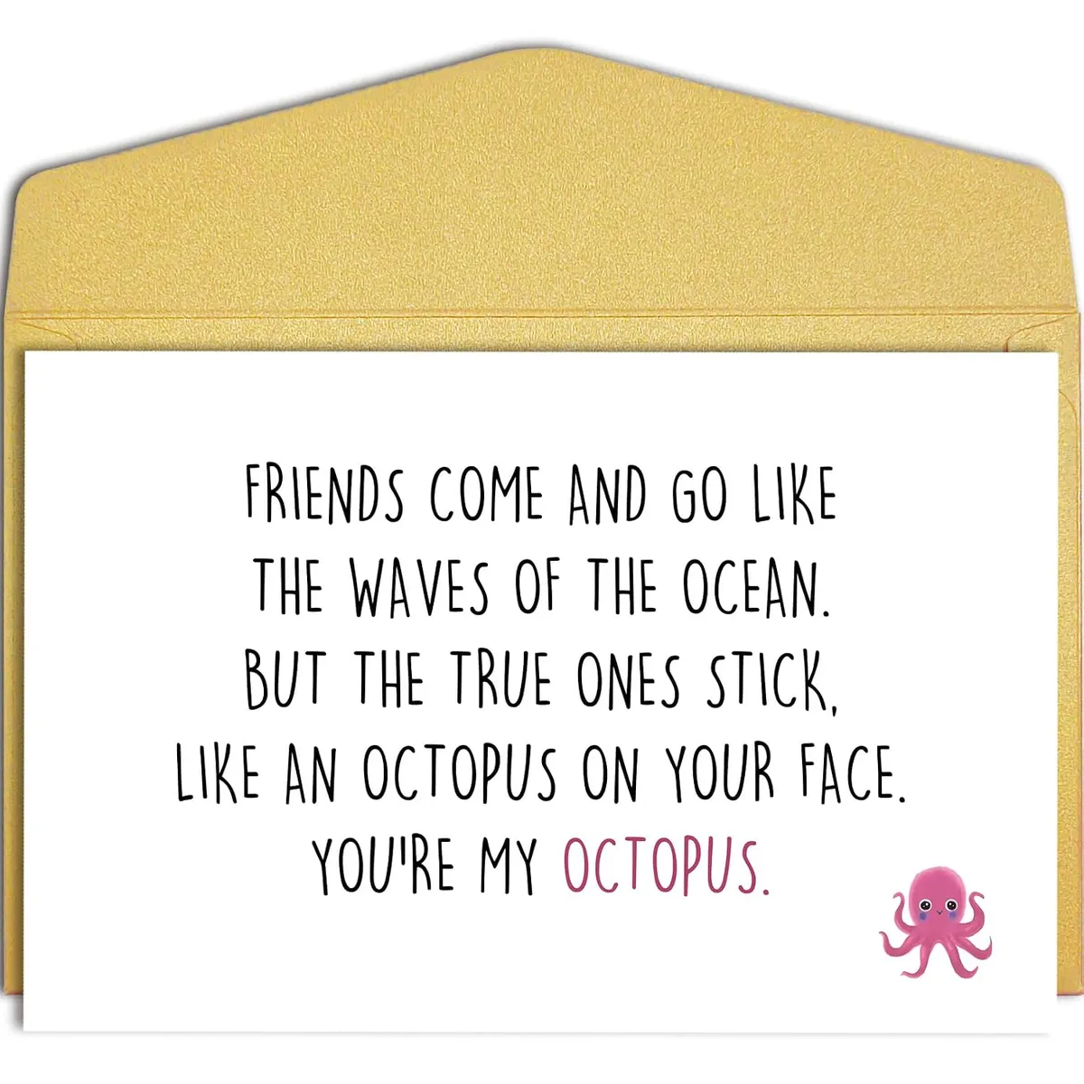 Qiliji Funny Friendship Greeting Card, Best Friend Birthday Card, Happy Birthday Card for Bestie, BFF Bday Card, True Friends Stick Like An Octopus On Your Face