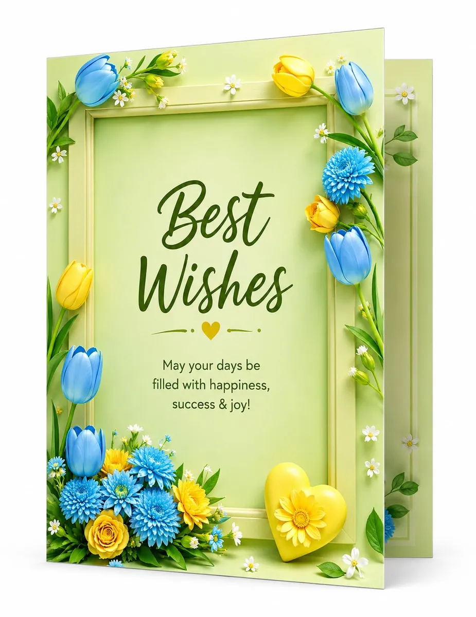 Best Wishes Greeting Card with Printed Inside Message & Envelope Premium Floral All Occasion Card for Birthday Congratulations Good Luck Anniversary Farewell & Special Celebrations