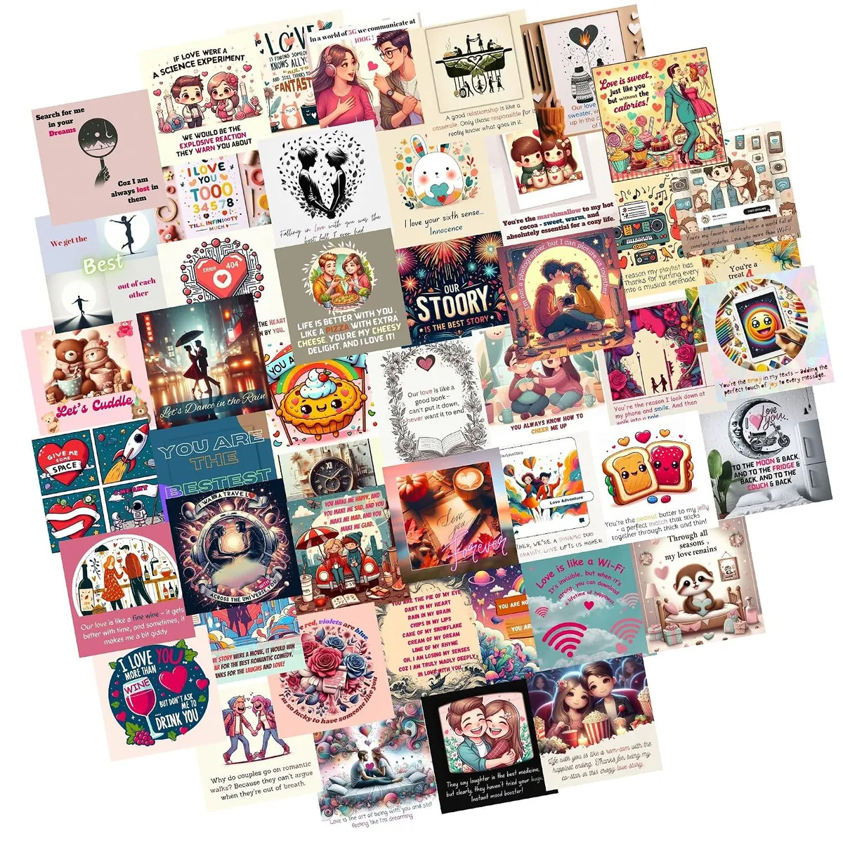 Greetsy 48 Pieces Romantic Love Notes Greeting Cards | Express Love | Marriage Proposal | Valentine's Day | Wedding | Engagement