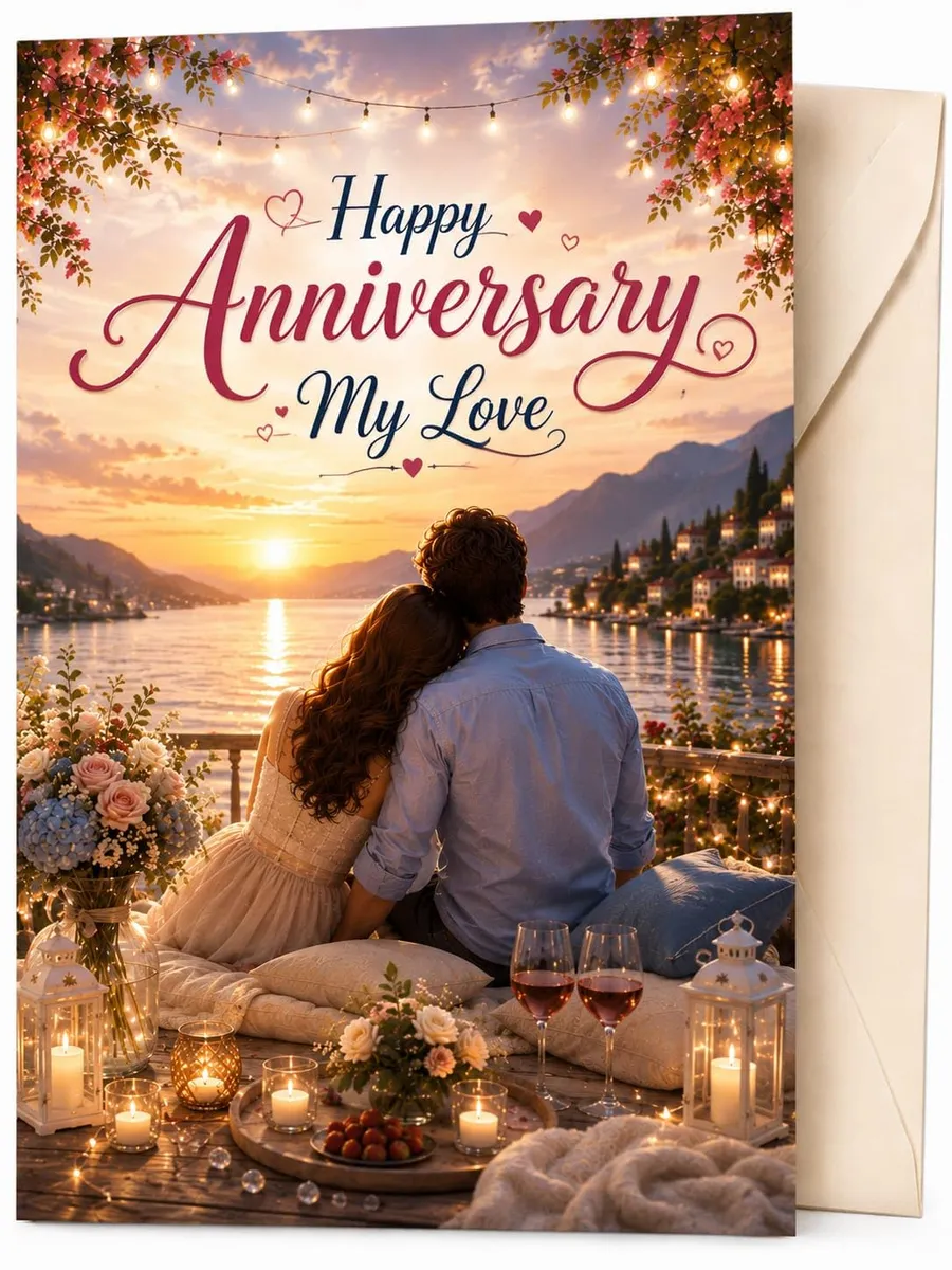 romantic Happy marriage anniversary greeting card for husband wife partner love