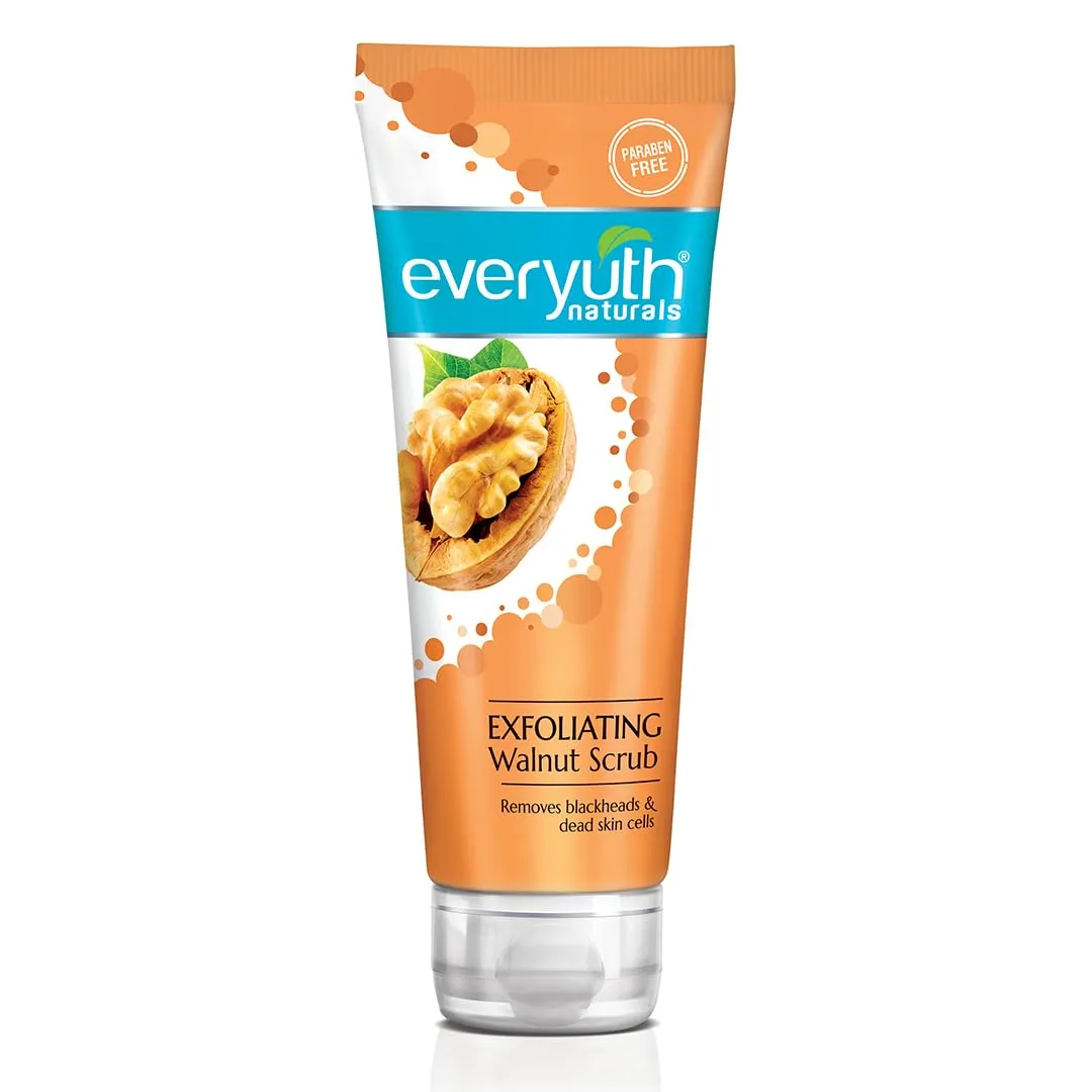 Everyuth Naturals Exfoliating Walnut Face Scrub | Removes Dead Skin, Blackheads & Whiteheads | Deep Exfoliation | With Walnut Shell|Oily, Dry, Normal, Combination & Sensitive Skin - 100g Tube