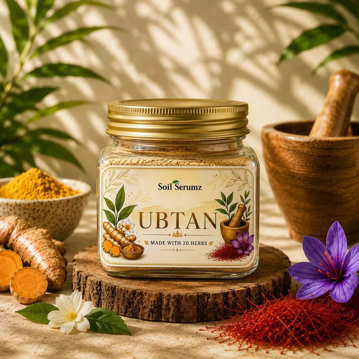 Soil Seramz Ubtan 100% Pure Insta Glow Powder, 50g |Tan Removal Face Pack for Women Glowing Skin with Mulethi,Manjistha,Almond & Other Herbs| Smooth & Clear Complexation| Suitable for All Skin Types