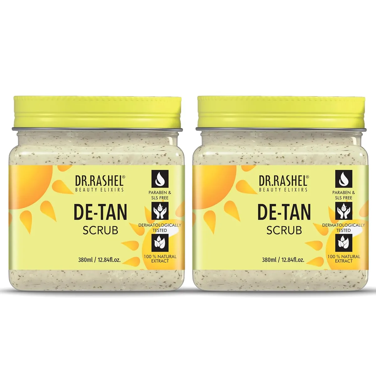 DR.RASHEL De-Tan Scrub For Face & Body | Revitalizing Tan Removal | Cleanser For Deep Exfoliation | Dead Skin Remover | Blackhead Remover | 380 Ml | Pack of 2