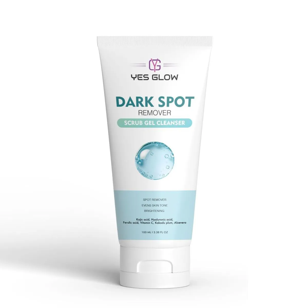 Dark Spot Remover Face Wash Scrub Gel Cleanser - 100ml | With Kojic and Hyaluronic Acid | Soothing Aloe Vera | Removes Dark Sports and Helps Brighten Skin