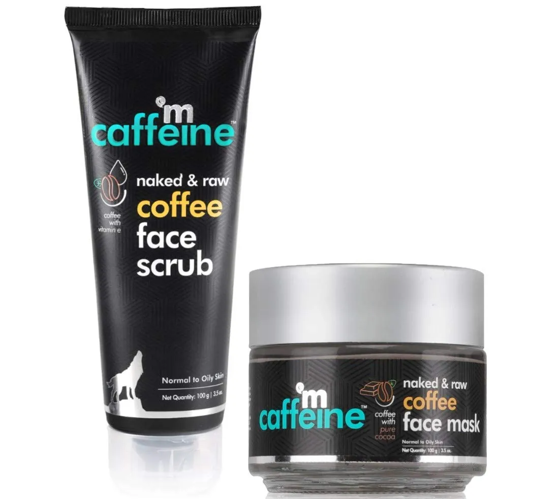 mCaffeine Tan Removal Kit with Face Scrub & Mask | Sunday Routine For Face Clean - Up | For Men & Women | Combo for All Skin Types | Pack of 2