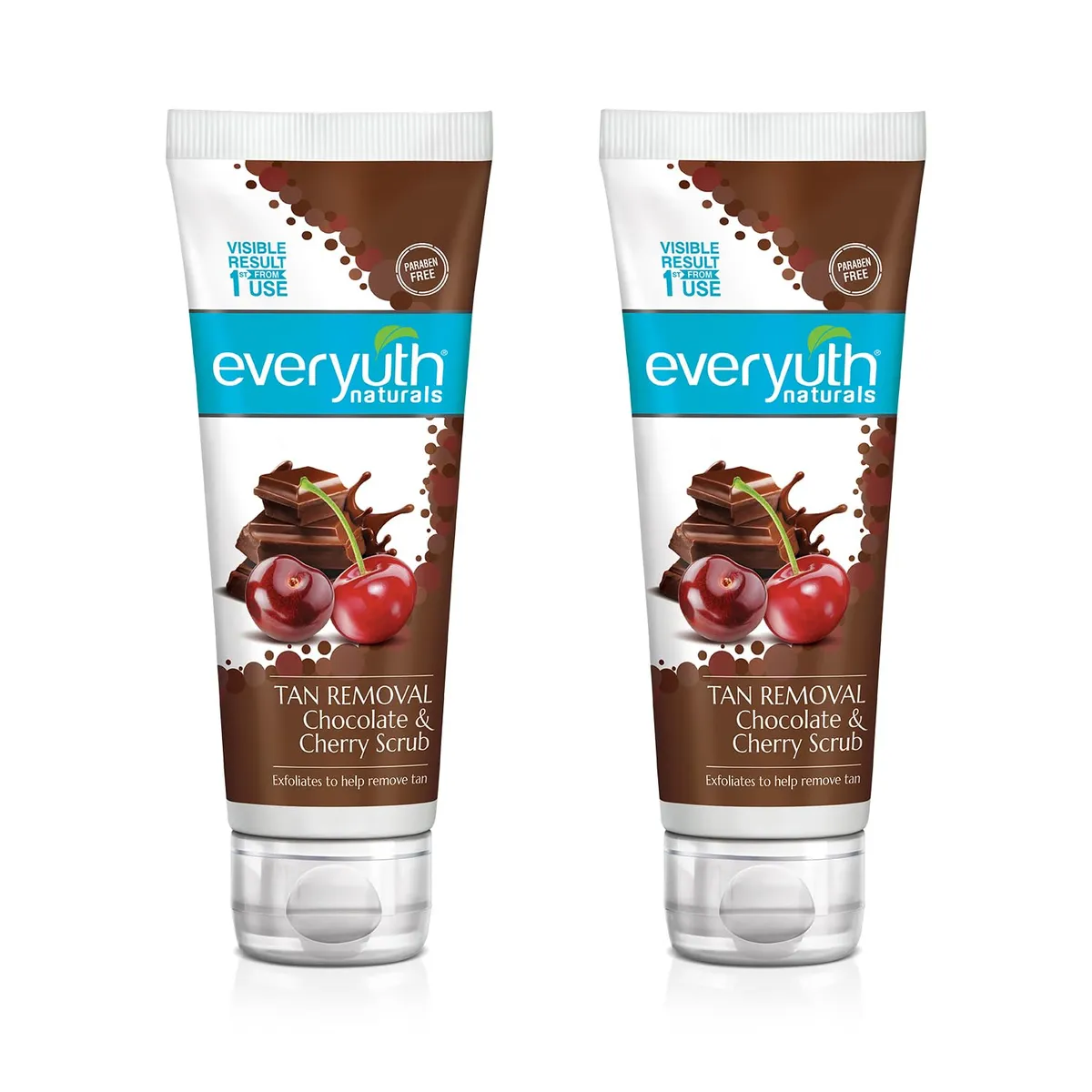 Everyuth Naturals Tan Removal Chocolate & Cherry Face Scrub | Detan & Cleanse|Antioxidant Chocolate & Vitamin C Cherry|Oily, Dry, Normal, Combination & Sensitive Skin - 100g (Pack of 2) Tube
