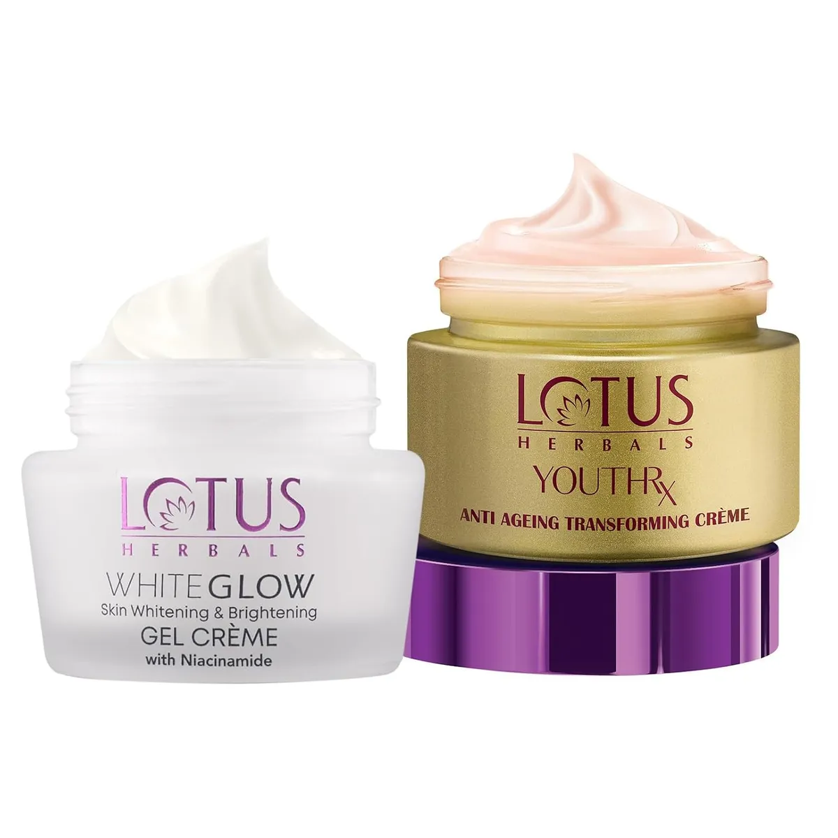 Lotus Herbals WhiteGlow Brightening Gel Cream 40g + YouthRx Anti-Ageing Face Cream SPF 25 PA+++ 50g | Niacinamide Glow + Wrinkle Care | Dark Spots, Tanning & Fine Lines | All Skin Types | Men & Women