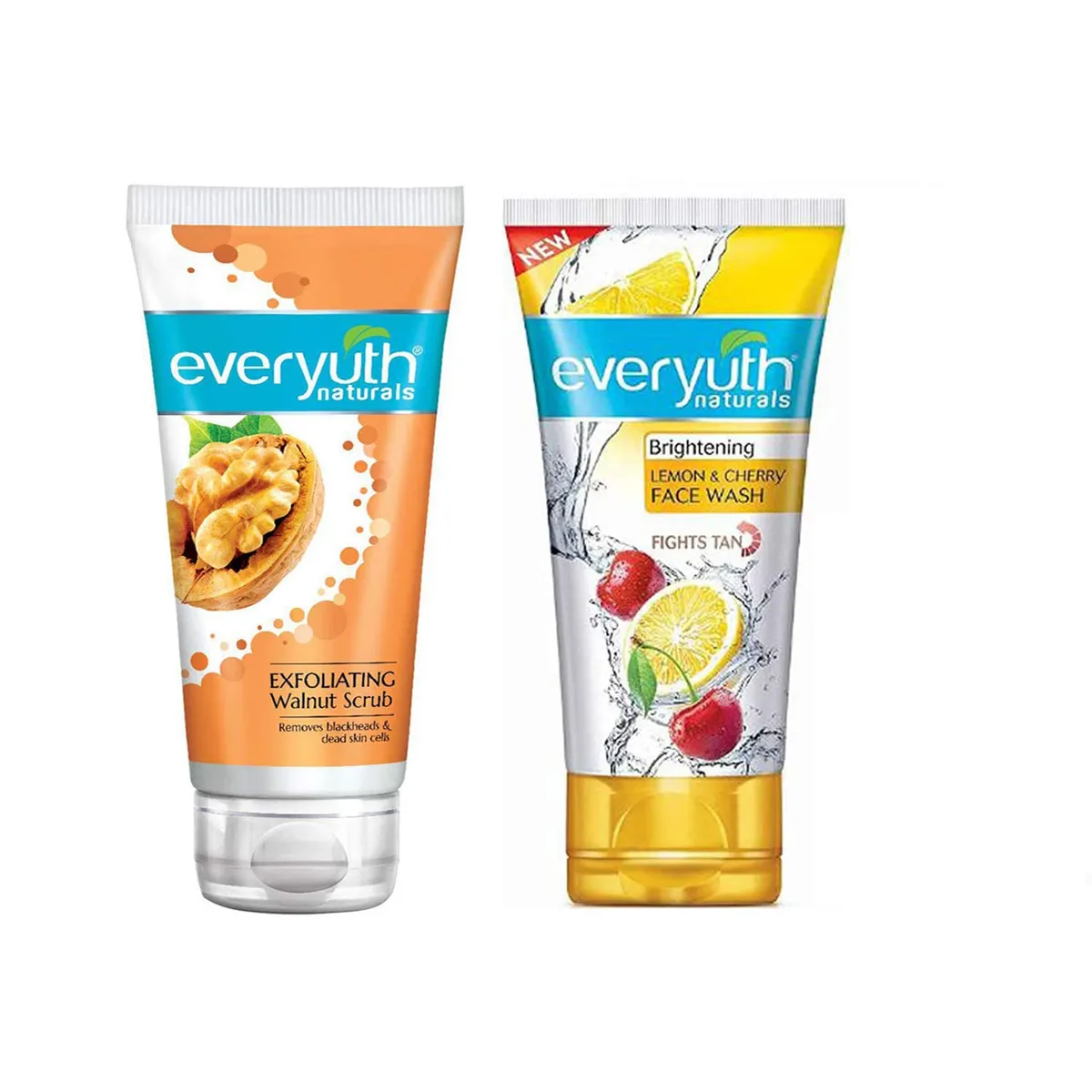 Everyuth Exfoliating Walnut Scrub, 50gm and Lemon & Cherry, Oil Clear Face Wash, 50gm, Combo Pack