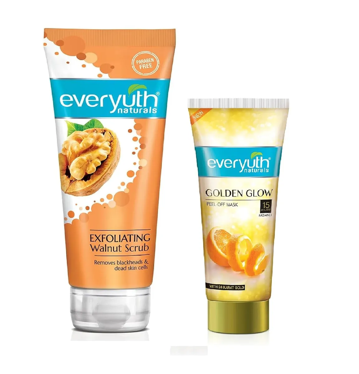 Everyuth Advanced Golden Glow Peel-off Mask, 50gm and Exfoliating Walnut Scrub, 100gm