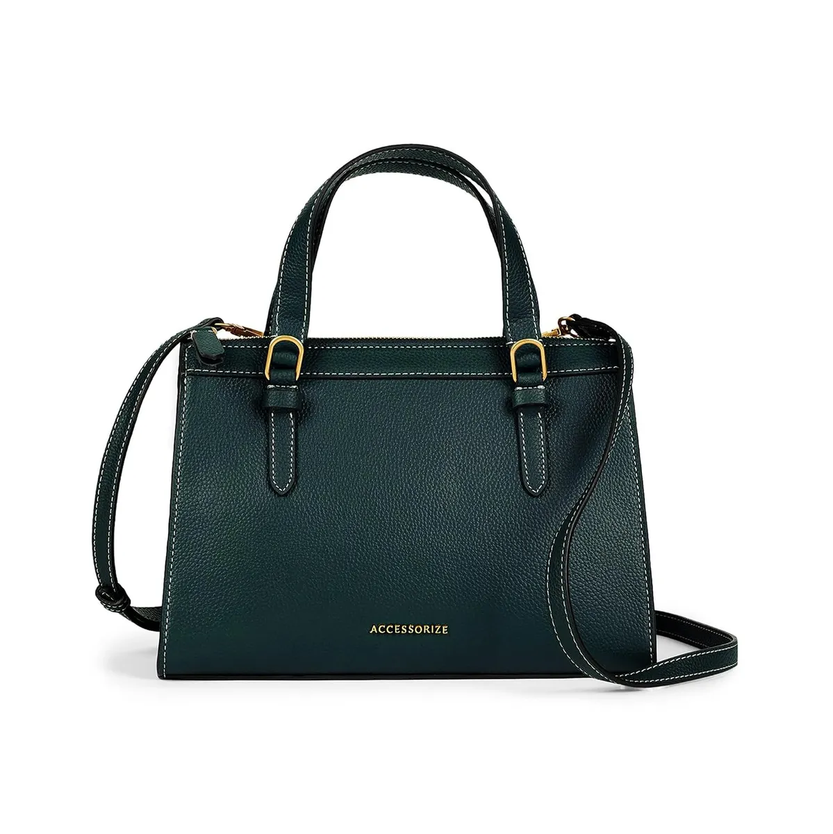 Accessorize London Women's Dwight Contrast Stitch Handheld Bag | Compact Structured Purse | Formal Satchel for Women | Gift Option