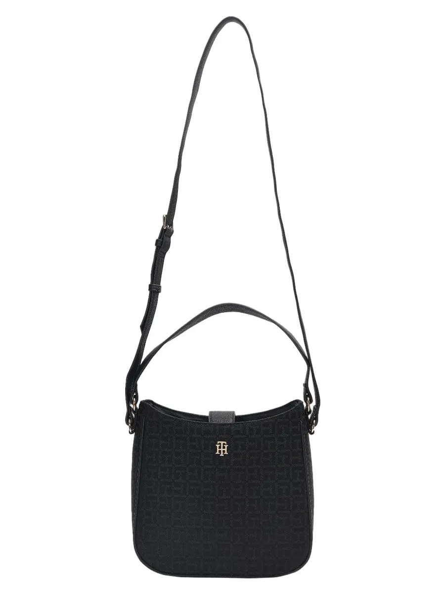 Logo Black Polyester Sling Bag