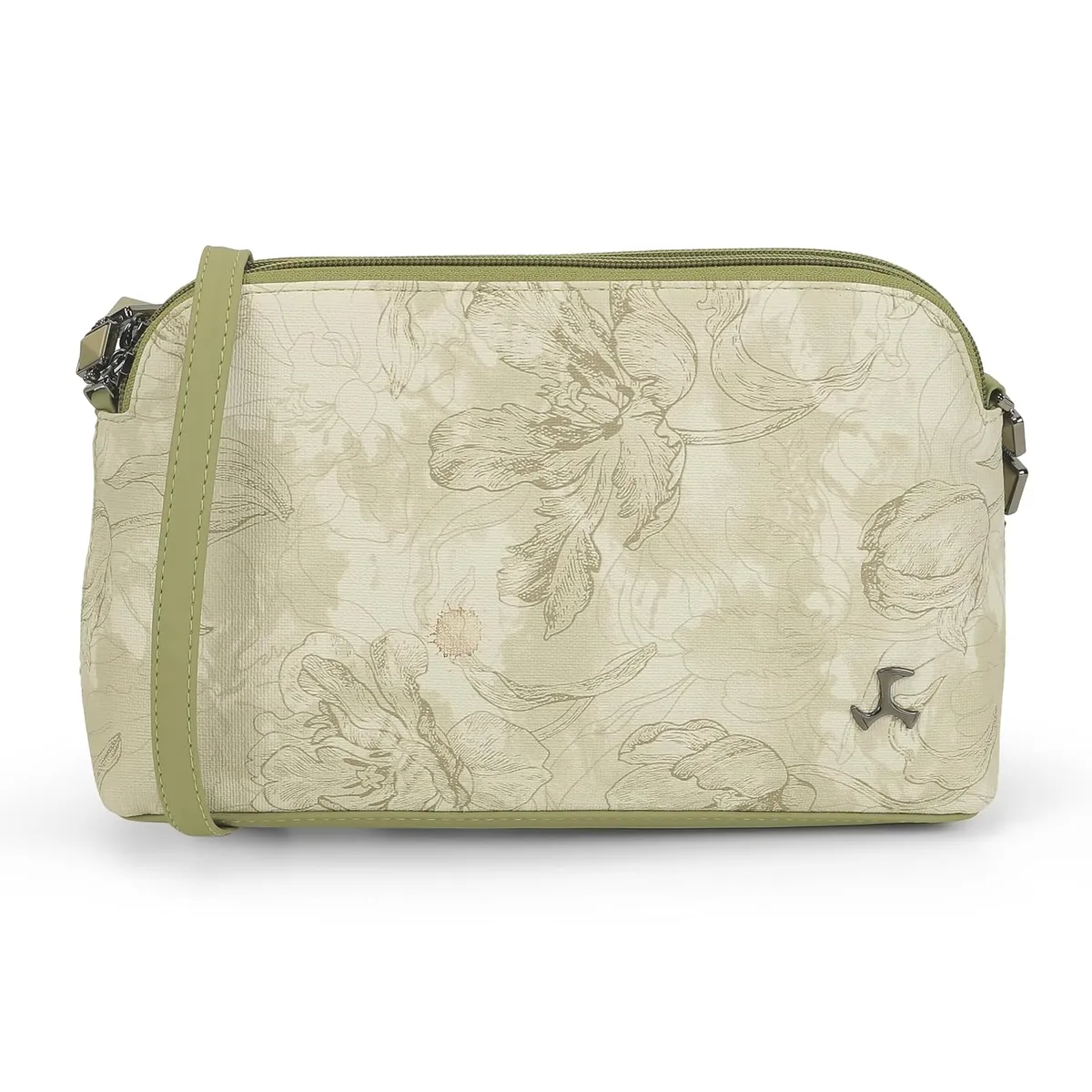 Mochi Women's Beige PU Floral Pattern Small Sling Bag(66-700)