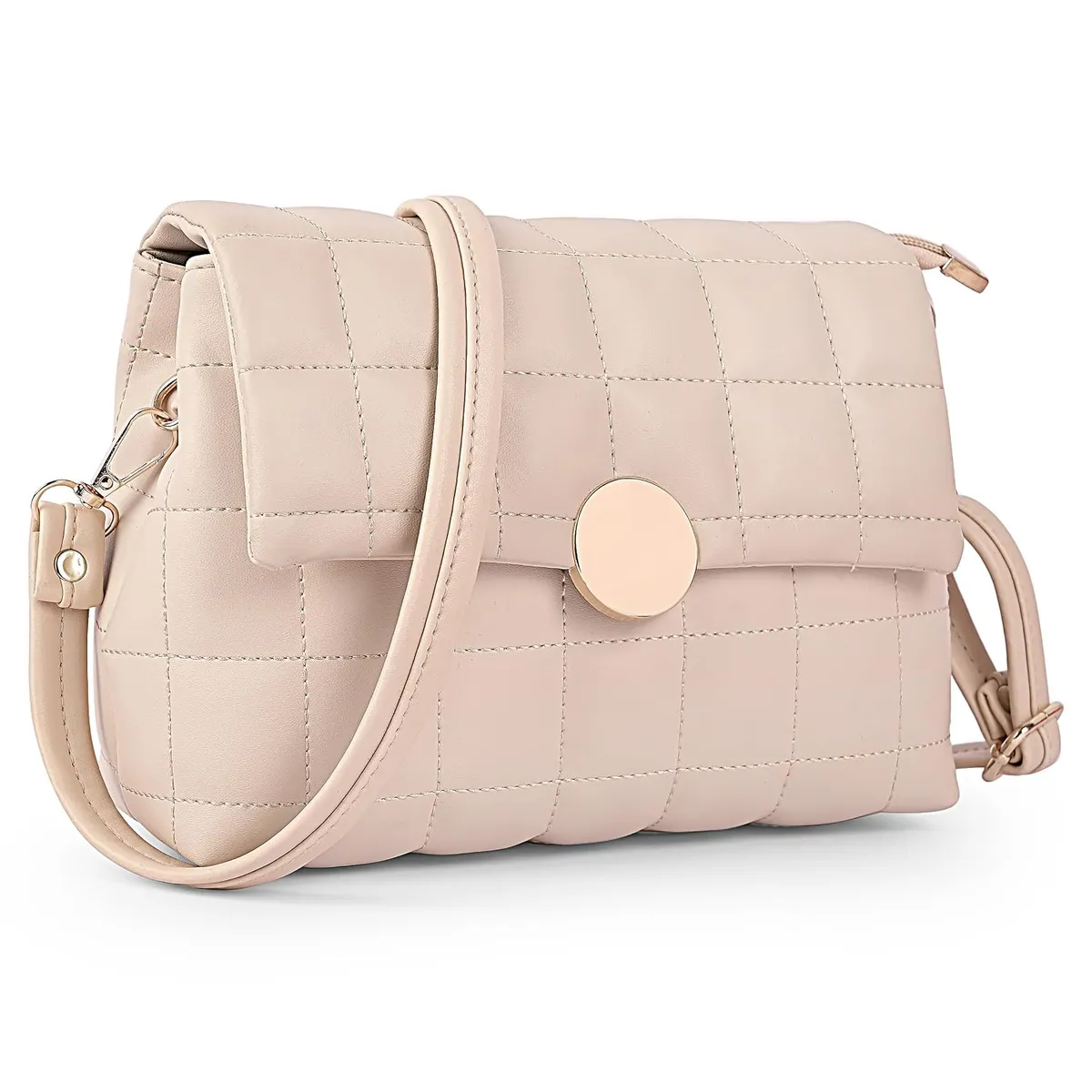 ADISA Women's Girls Quilted Cross Body Sling Bag with Height Adjustable Belt (SL5144)