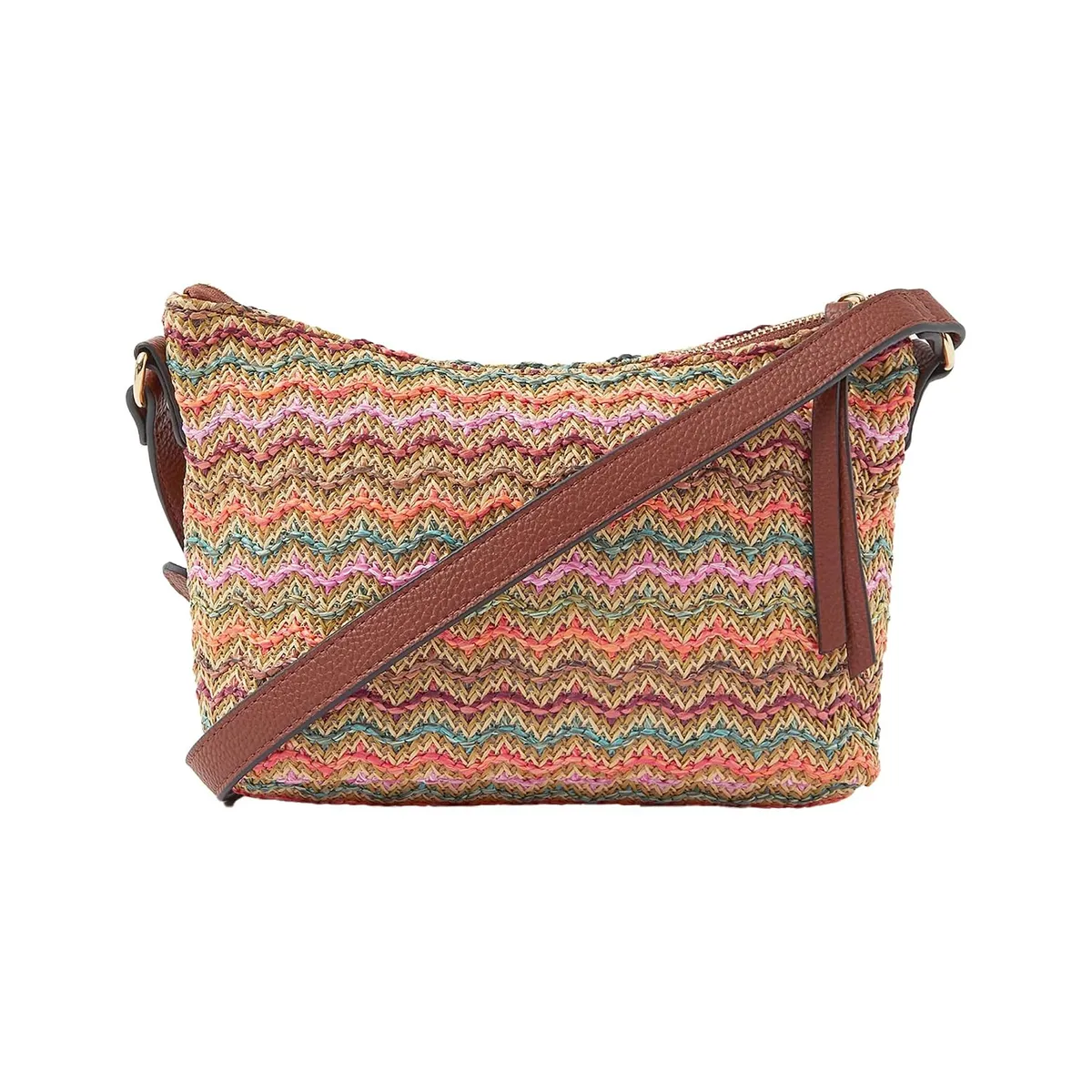 Accessorize London Women's Brown Stripe Raffia Crossbody Bag |Raffia Crossbody Bag | sling bag women stylish | straw purse ladies