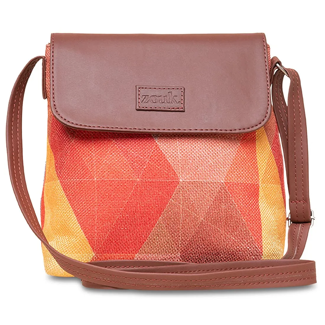 ZOUK Flap Sling Bag | Crossbody Bags for Women | Women's Handbags | Stylish | Vegan Leather Evening Bag | Travel & Office Use | Purse and Wallet | Geooptics Print