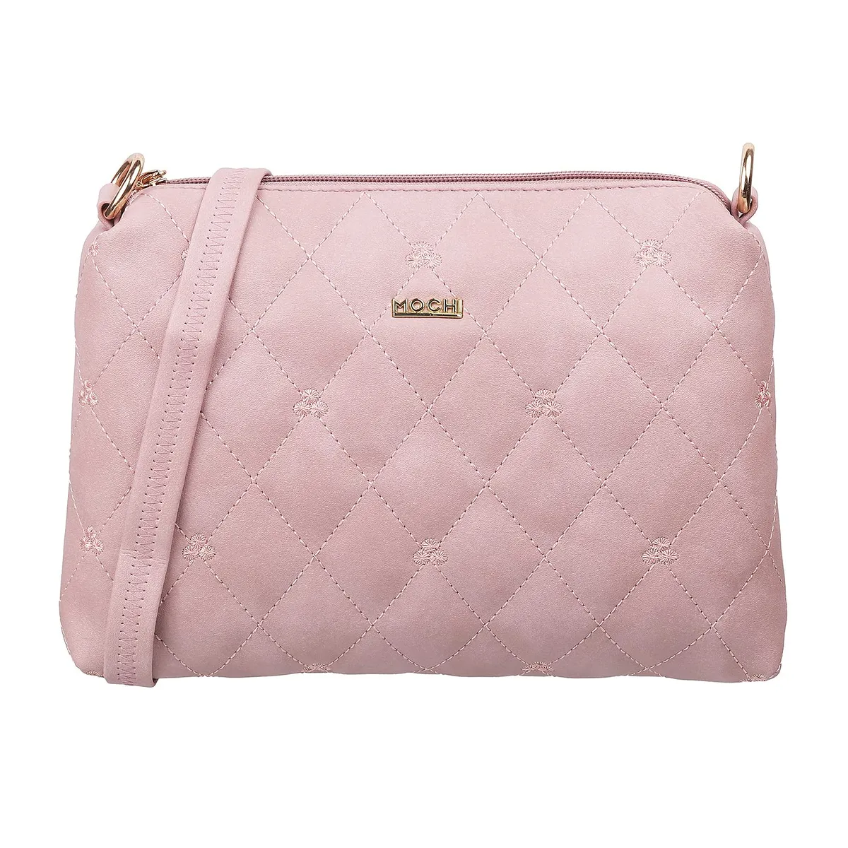 Mochi Womens Synthetic Pink Zip Top Sling (One Size)